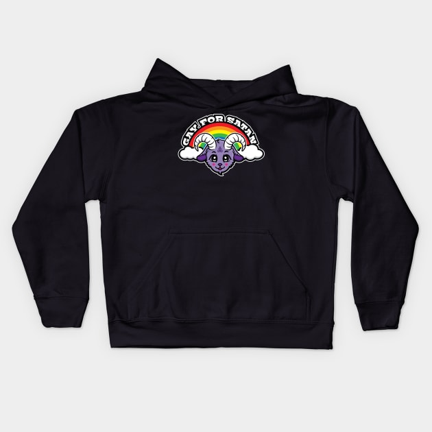 Gay for Satan - Rainbow Cute Baphomet Kids Hoodie by TerrorTalkShop